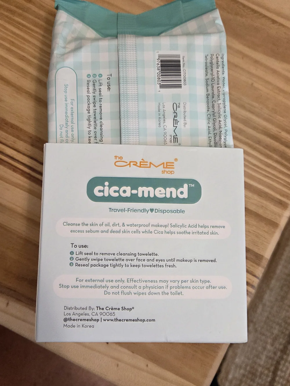 The Creme SHOP Cica-Mend Blemish Cleansing Towelettes — Mint Green